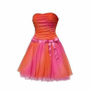 By & By Girl Girls Pink Orange Chiffon Party Dress Ruched Bodice Size 10